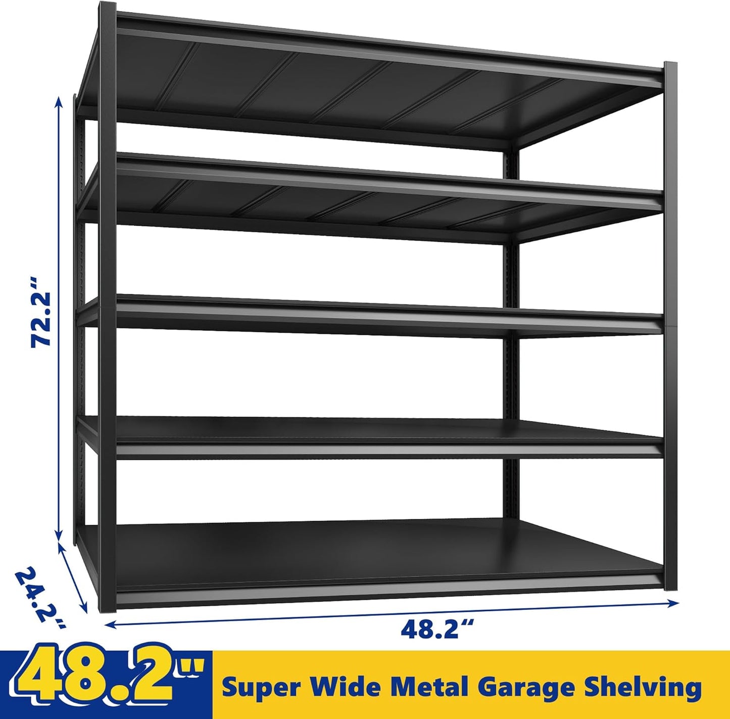 REIBII Garage Shelving 48.2" W Storage Shelves 3000LBS Metal Shelving Heavy Duty Adjustable Metal Shelf Industrial Pantry Shelves for Basement Garage Warehouse 72.2" H x 24.2" D x 48.2" W, 3 Pack