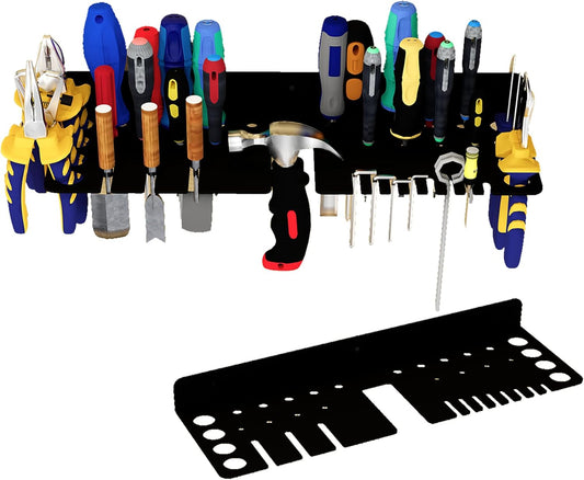 Screwdriver Organizer, Pliers Rack, Hammer Holder, Heavy Duty Wall Mounted Tool Storage Rack, Hand Tools Organizer, Metal Organizer for Garage Workshop, Garage Tool Organizer Wall Mount，15.75 Inch