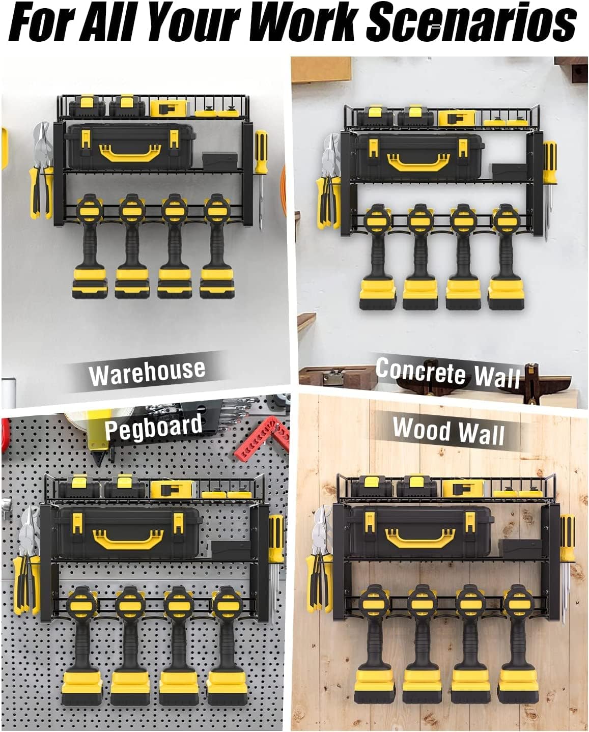 Power Tool Organizer Holder - Wall Mount Style for Power Tool Drill as Heavy Duty Tool Shelf & Tool Rack with Compact Packed with Color Box, Great Gift for Man