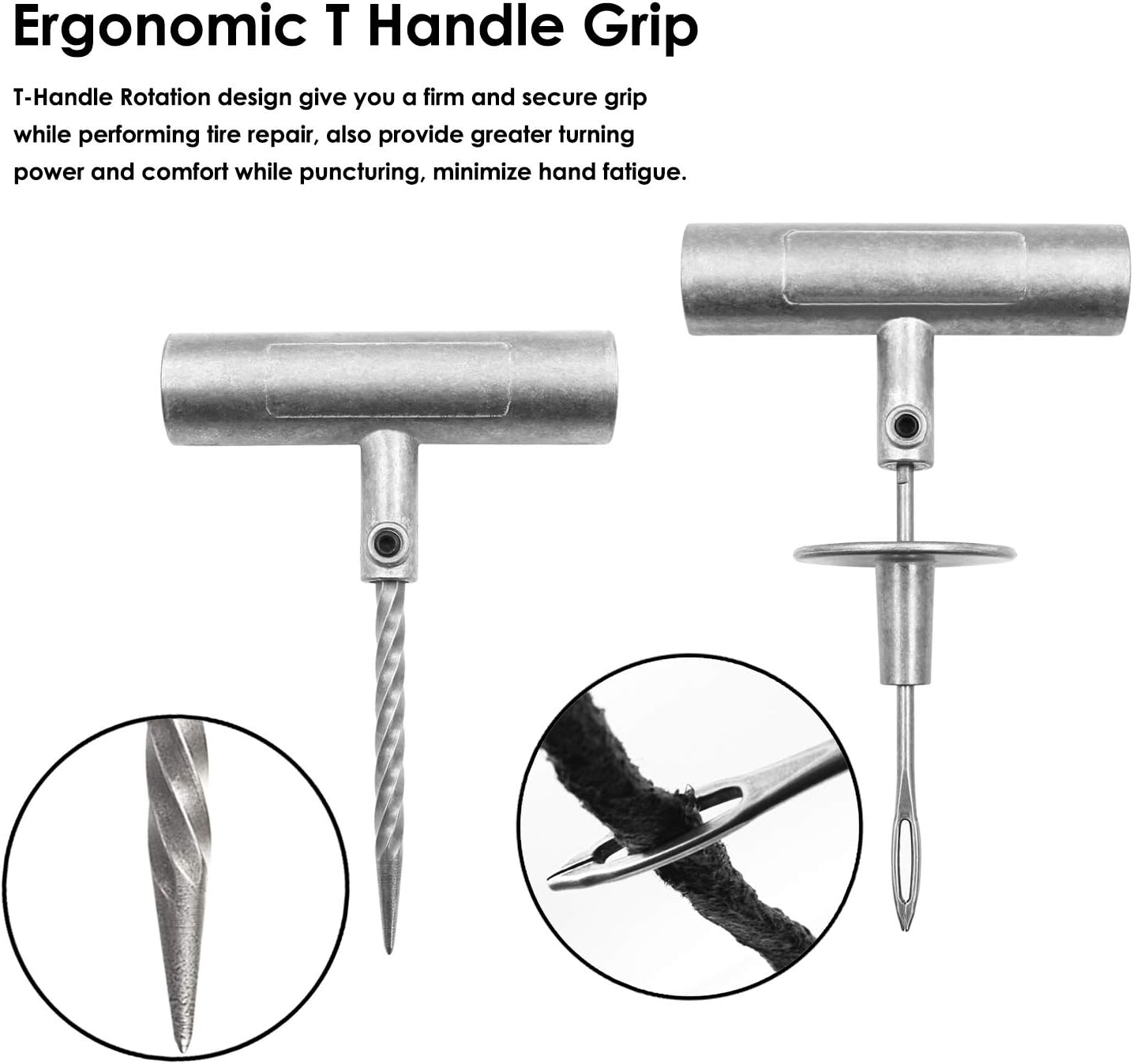 Tyre Repair Kit, 63pcs Heavy Duty Tire Plug, Universal Repair Tool Kit to Fix Punctures and Plug Flats Tire Patch for Car, Motorcycle, Truck, Tractor, Trailer, ARB, ATV, RV, SUV