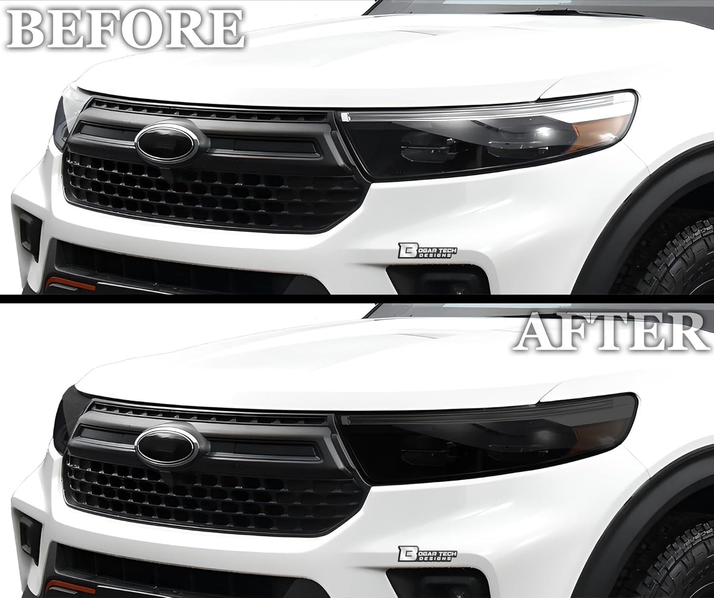 BOGAR TECH DESIGNS Precut Made for Ford Explorer 2020-2024 Full Headlight Taillight Reflector Sidemarker Tint Kit, Dark Smoke