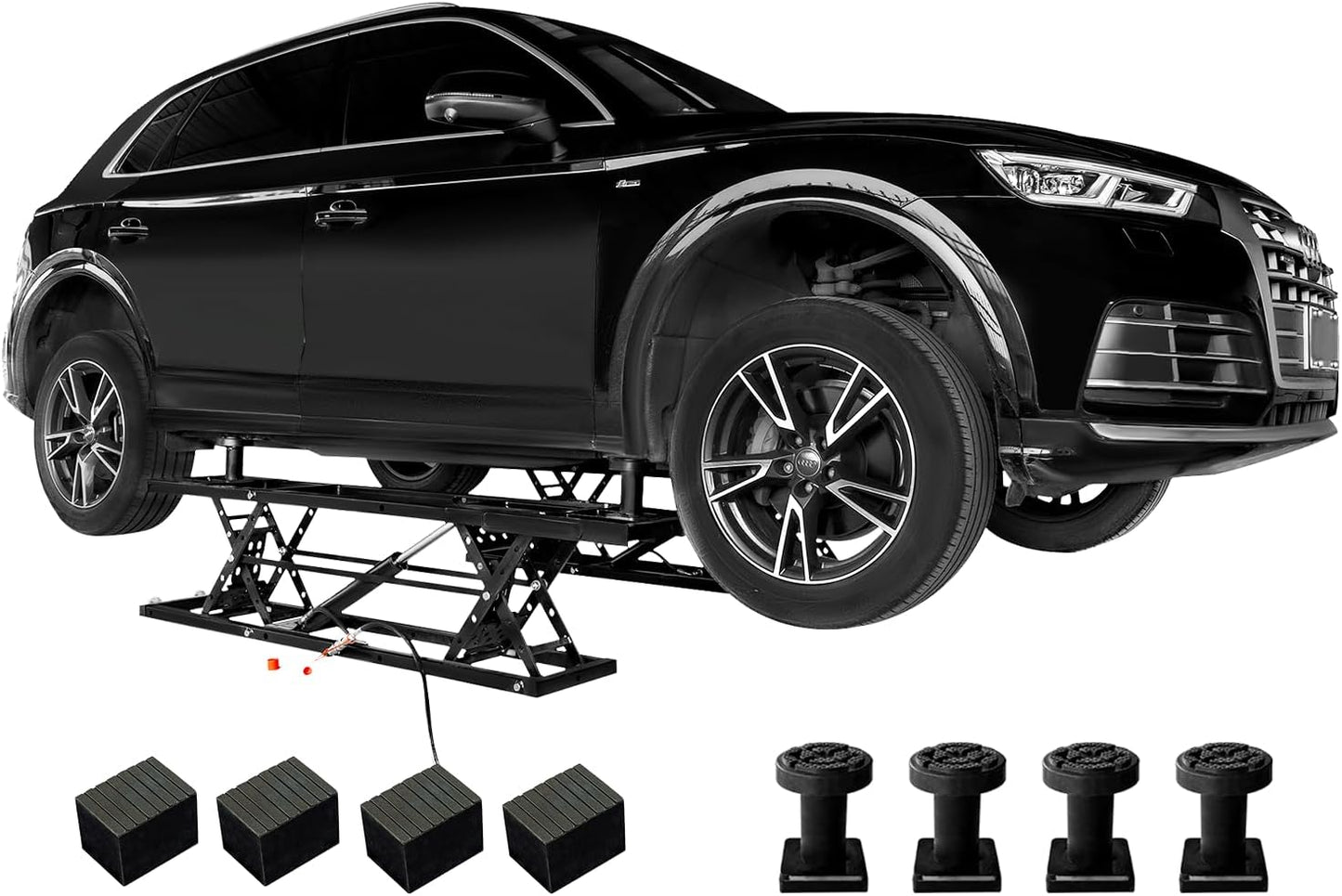 Albott 7000 LBS Portable Car Lift, Heavy Duty Quick Jack with 28" Max Height, Locking Levers & Wheels, Adjustable Scissor Lift for Cars, SUVs, Light Trucks, Garage or Shop Use, Black