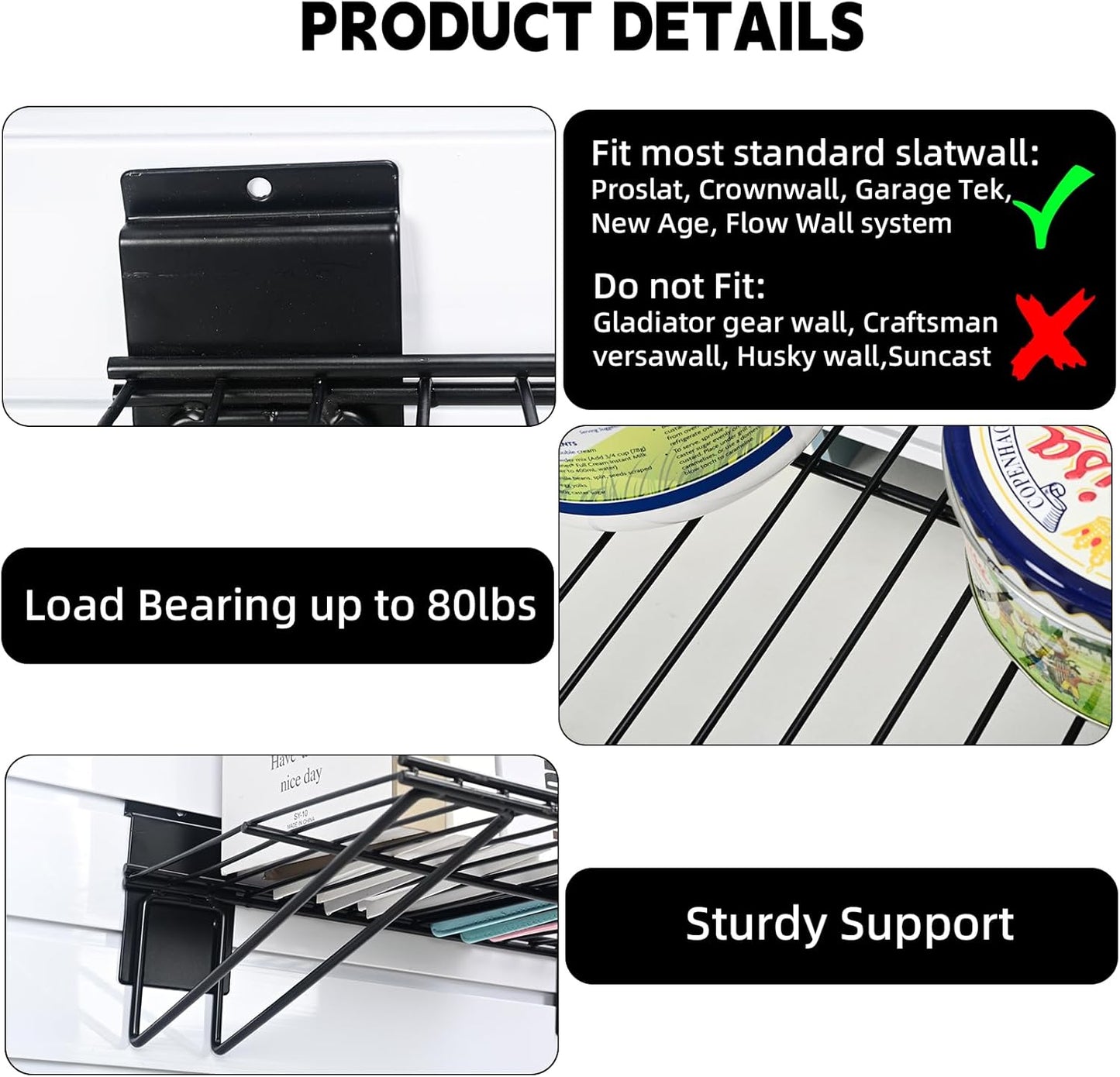 Slatwall Shelves, Slat Wall Accessories, Slat Wall Wire Shelf, Heavy Duty Garage Storage Slatwall Shelf(24-Inch Width,6 Pack)