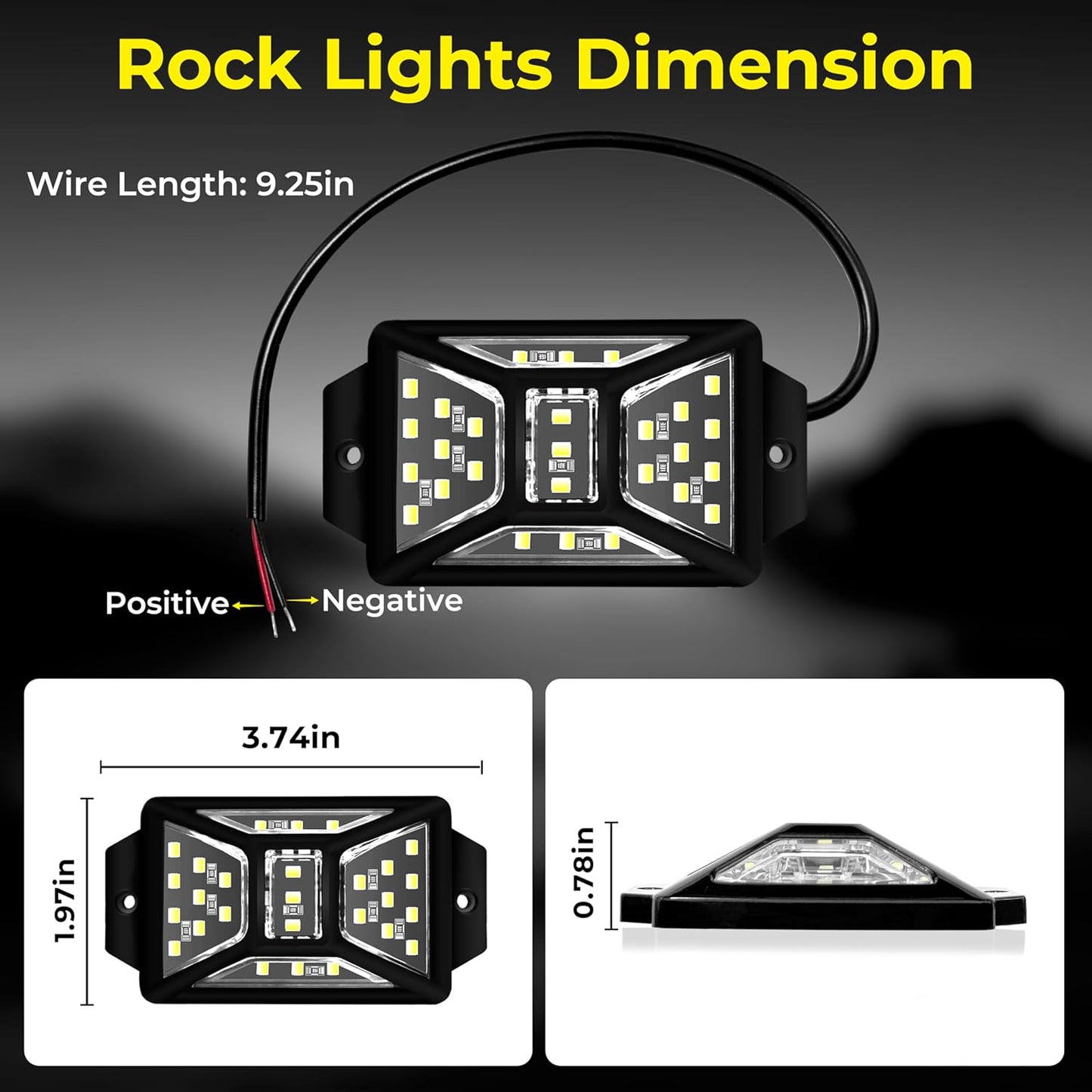 20 Pods 540 LEDs White Rock Lights with 11yd/10M Extension Wire, 6000K Super Bright Underglow Light, Waterproof IP67, 360° Full Angle Illuminate Rock Lights for Trucks Jeep UTV ATV SUV Boats