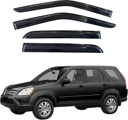 KPY Window Visor Compatible with Honda CR-V 2002-2006 (CRV), 4PC Rain Guard Side Window Vent Deflectors Tape-On Mugen Style, 2002 2003 2004 2005 2006