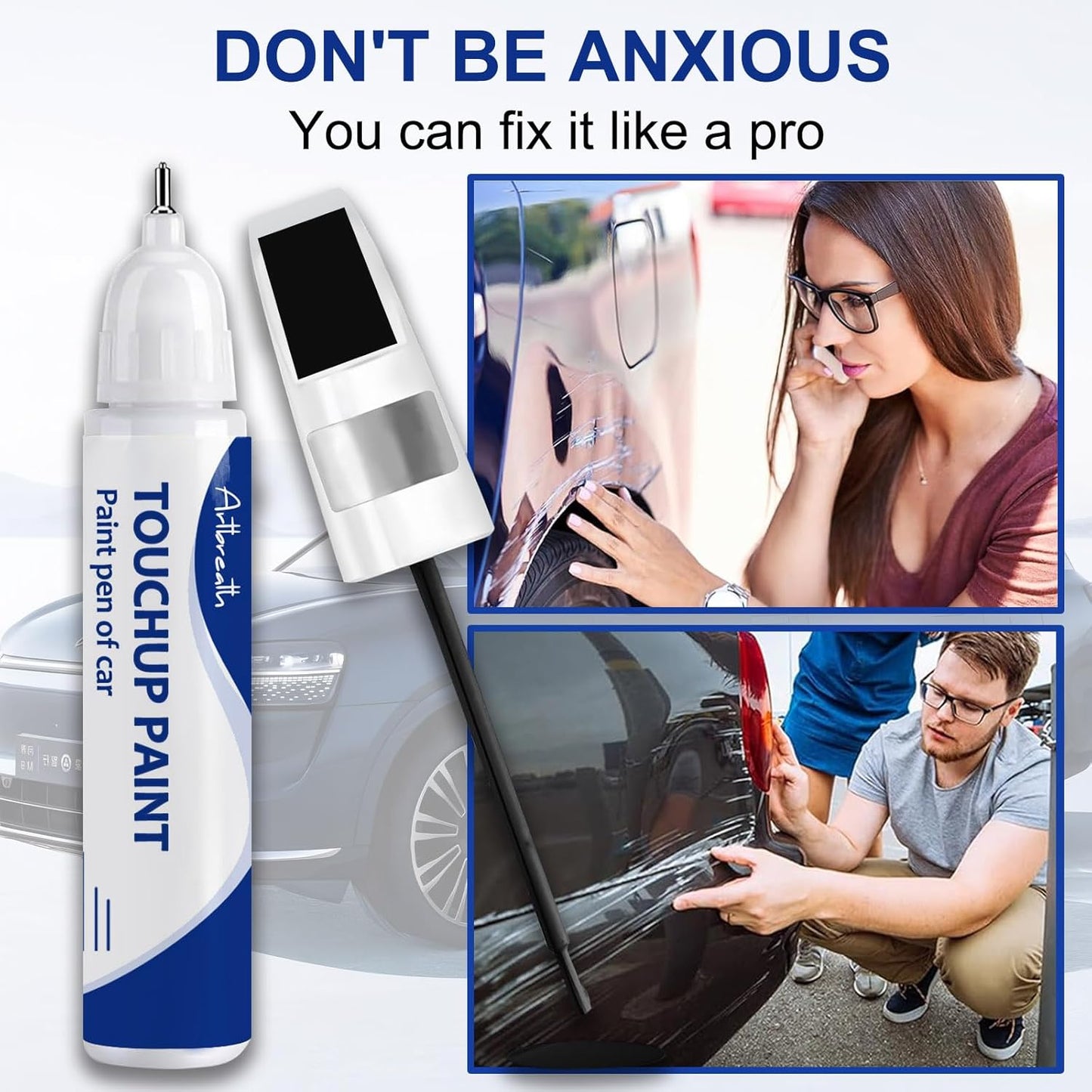 Lconic Silver Metallic(JS) Touch Up Paint for Ford -Exact Match–Chips and Nicks Car Paint Scratch Repair Kit Automotive Paint Pen for F-150/Mustang/Transit/Explorer/Ranger/Escape/Edge