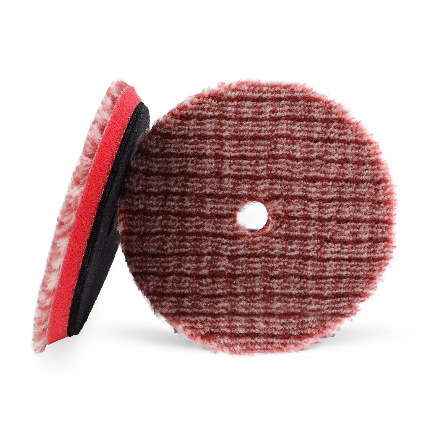SPTA Wool Polishing Pads, 2Pcs 5 Inch (125mm) Wool Cutting Pad, Short Hair Wool Buffing and Polishing Pad Set, Wool Buffing Wheel for Heavy Cut for 5 Inch Car Polisher Polishing, Buffing and Cutting