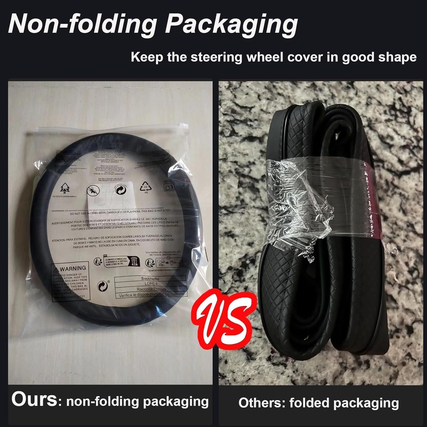 Steering Wheel Cover Standard Size Medium 14.5-15 inch, Breathable Microfiber Leather, Anti-Slip, Soft Grip, Universal Fit for Cars SUVs Trucks, Black