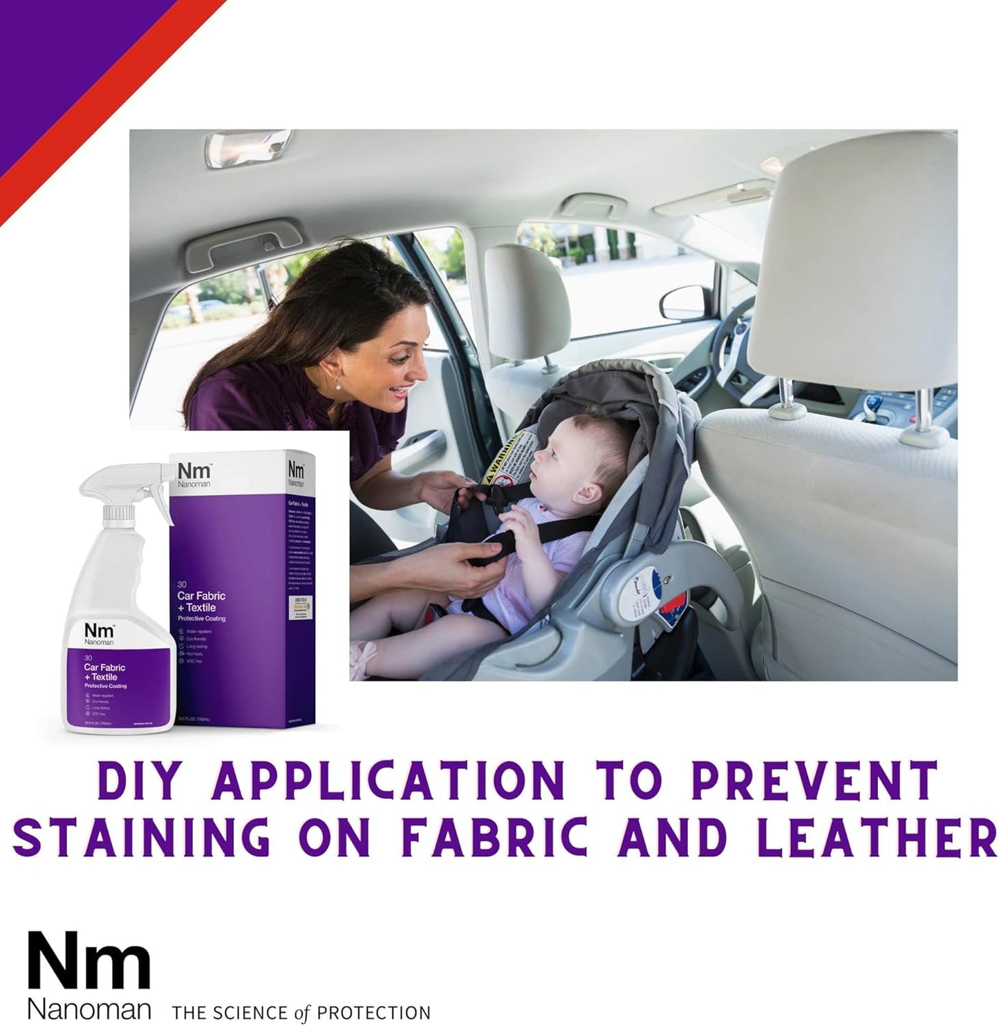 NANOMAN Nano-Technology Car Fabric & Upholstery Care (750ML) Hydrophobic Waterproof Protector and Stain Guard for Auto Interior Fabrics, Seats, Carpets and Floor Mats.