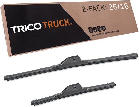 TRICO Solutions™ Truck 26 Inch & 16 Inch Pack of 2 High Performance Automotive Replacement Windshield Wiper Blade for Select Toyota, Hyundai, Kia, Subaru, and Ford Models (58-2616)