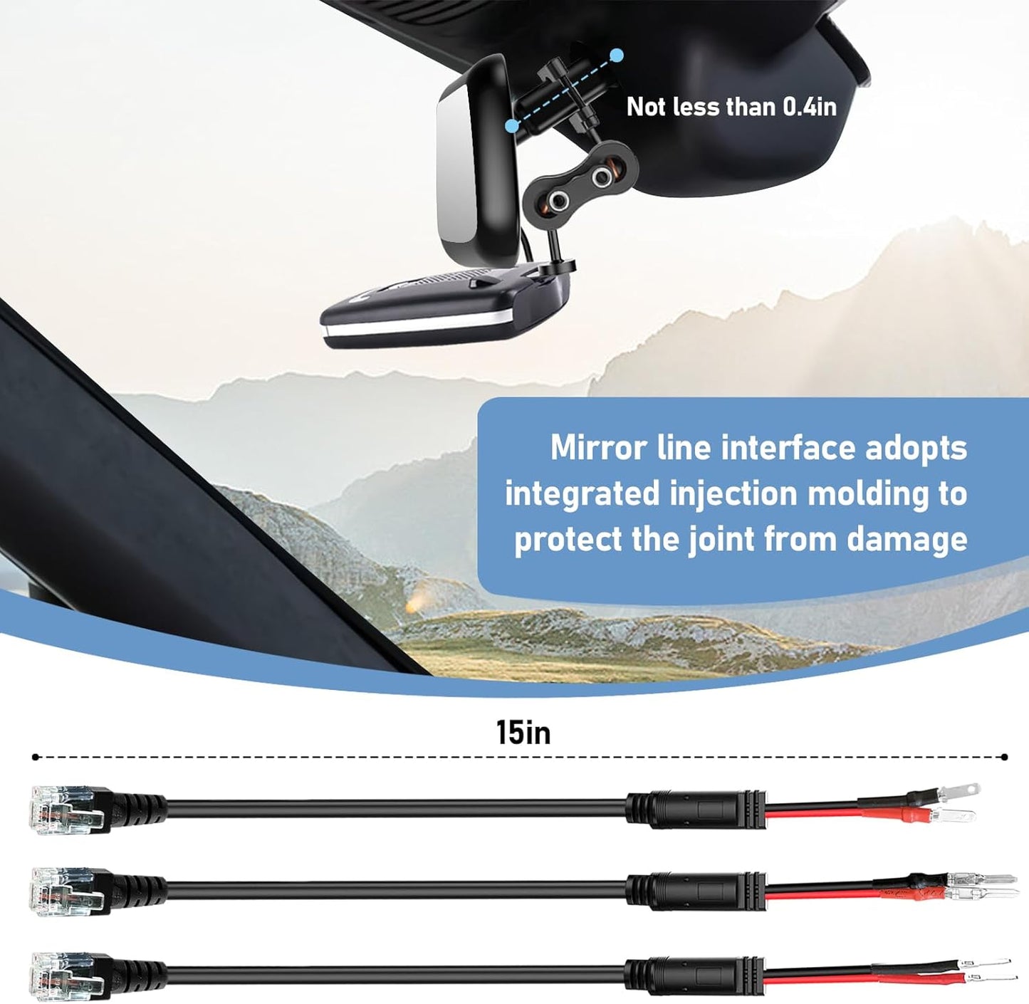 Radar Detector Mount,Rearview Mirror Rod Radar Mounting Bracket+Rearview Mirror Hard Wire Power Cord kit16,with Inline Fuse (for Escort Max / Max2/ MAX360 Radar)