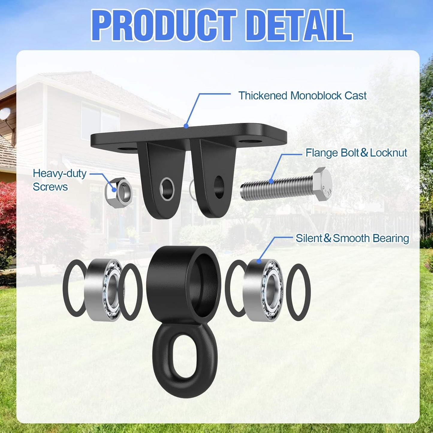 BETOOLL Swing Hangers with Bearing, Heavy Duty Porch Swing Hanging Kit for Outdoor Playground Tree Indoor Ceiling Mount Hardware Brackets Hooks for Yoga Hammock Punching Bag Accessories 2PCS Black