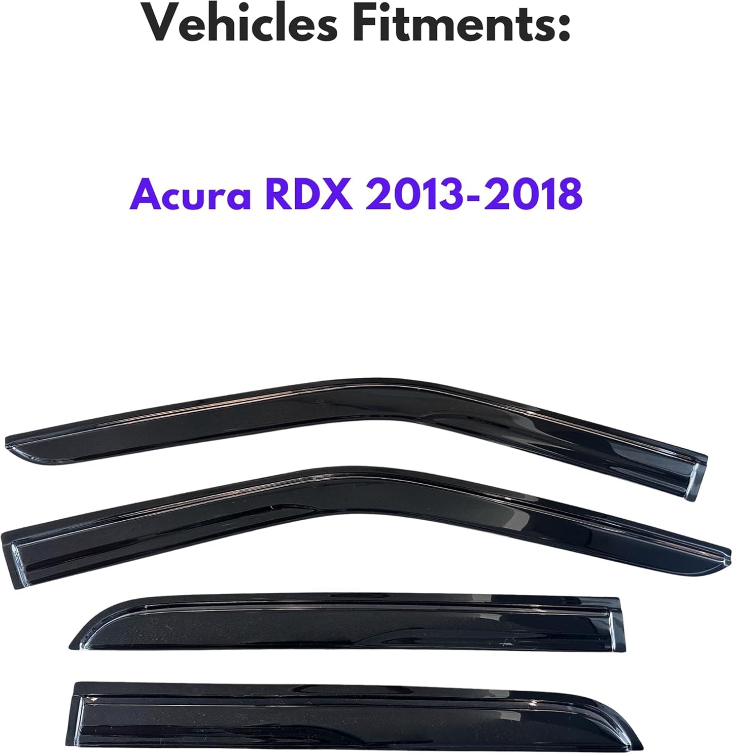 KPY Window Visor Compatible with Acura RDX 2013-2018, 4PC Rain Guard Side Window Vent Deflectors Tape-On Mugen Style, 2013 2014 2015 2016 2017 2018