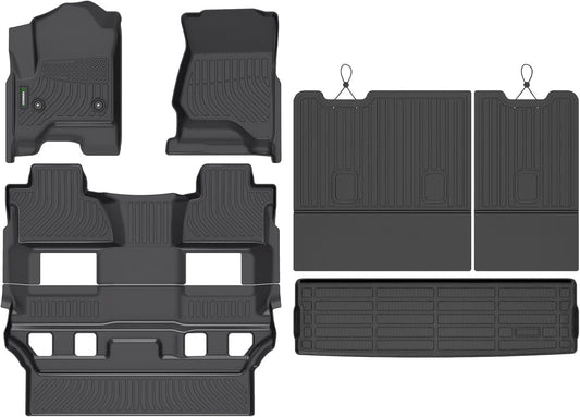 ANBINGO®Floor Mats Fit for Chevy Tahoe/GMC Yukon 2015-2020(Bucket Seat / 7 Seat)(Not for XL)&Cargo Liners&Seatback All Weather Mats for Tahoe TPE Car Rugs for Yukon Rubber Trunk Carpet for Tahoe