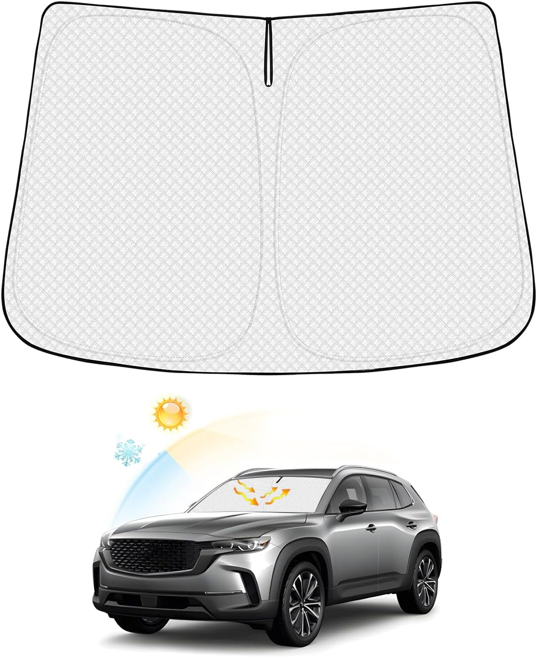Windshield Sun Shade for Mazda CX-50 2023-2025 2026 CX50 Accessories Thicken 6-Layer Front Window Sunshade Cover Sun Visor Protector Foldable Block UV Rays Keep Vehicle Cool