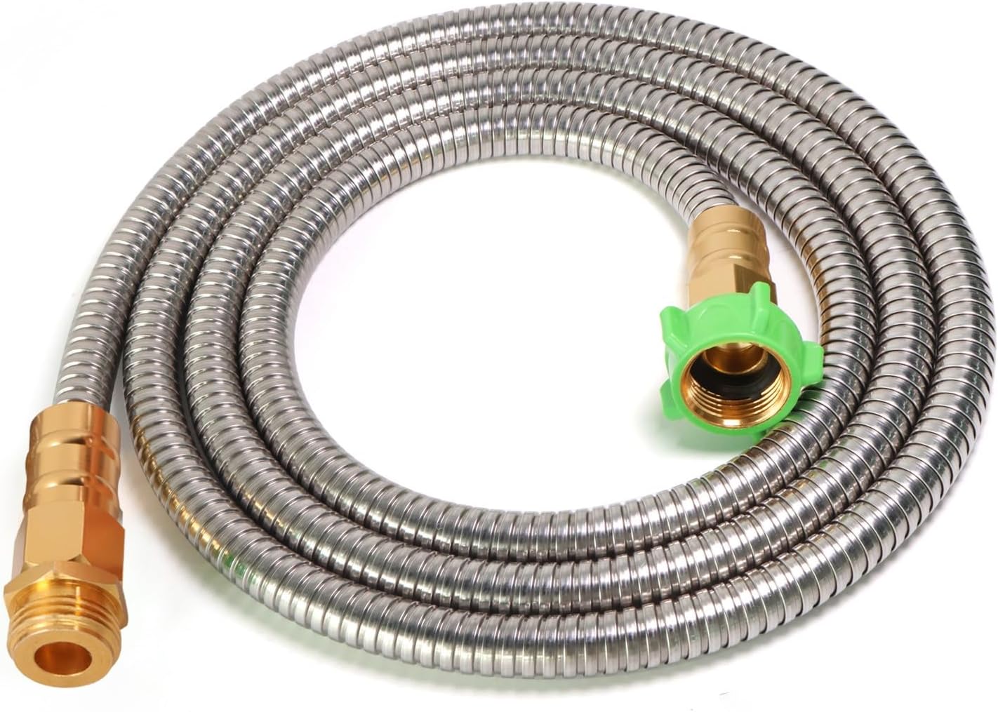 Metal Short Garden Hose 8 ft, Stainless Steel Water Hose Leader, Small Hose Extension, Lightweight Flexible Hose Extender for Outdoor Watering Washing (8FT)