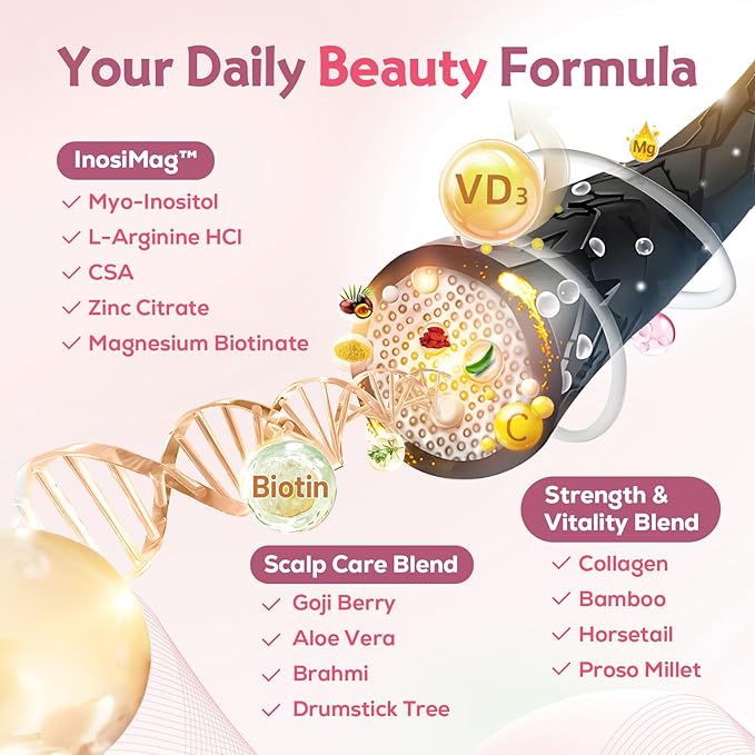 Liposomal Hair Growth Soft Chews – High Potency Hair Growth Vitamins for Women & Men with Biotin, InosiMag Complex, Collagen, Zinc - Strong Hair Skin Nails Vitamins, 120 Count