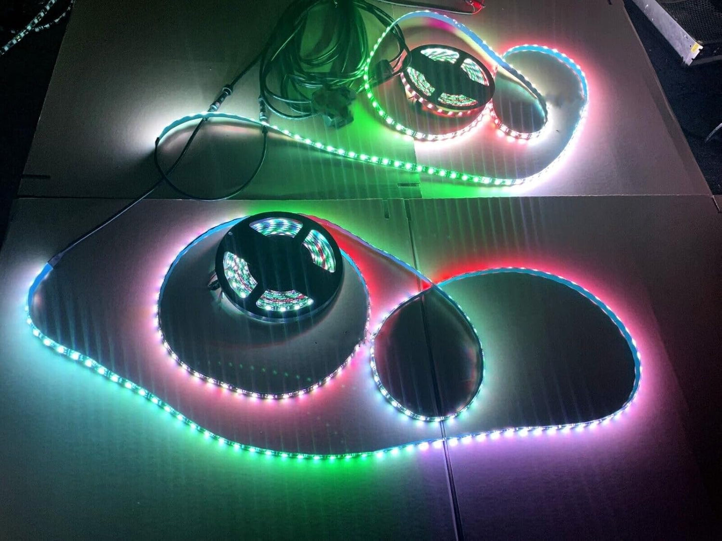 Black Out Full Tinted Smoked LEDs x4PCS 2FT 24" 60CM RGB Dream Color Chasing Addressable LEDs IP65 Light Strips for Car Truck Slingshot Golf Cart Bluetooth + Remote Control