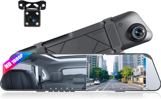 Mirror Dash Cam for Cars,4.5 Inch Rear View Mirror 1080P Front and Rear View Dual Cameras,Super Night Vision,Parking Assistance,24H Parking Monitor,Waterproof Backup Camera