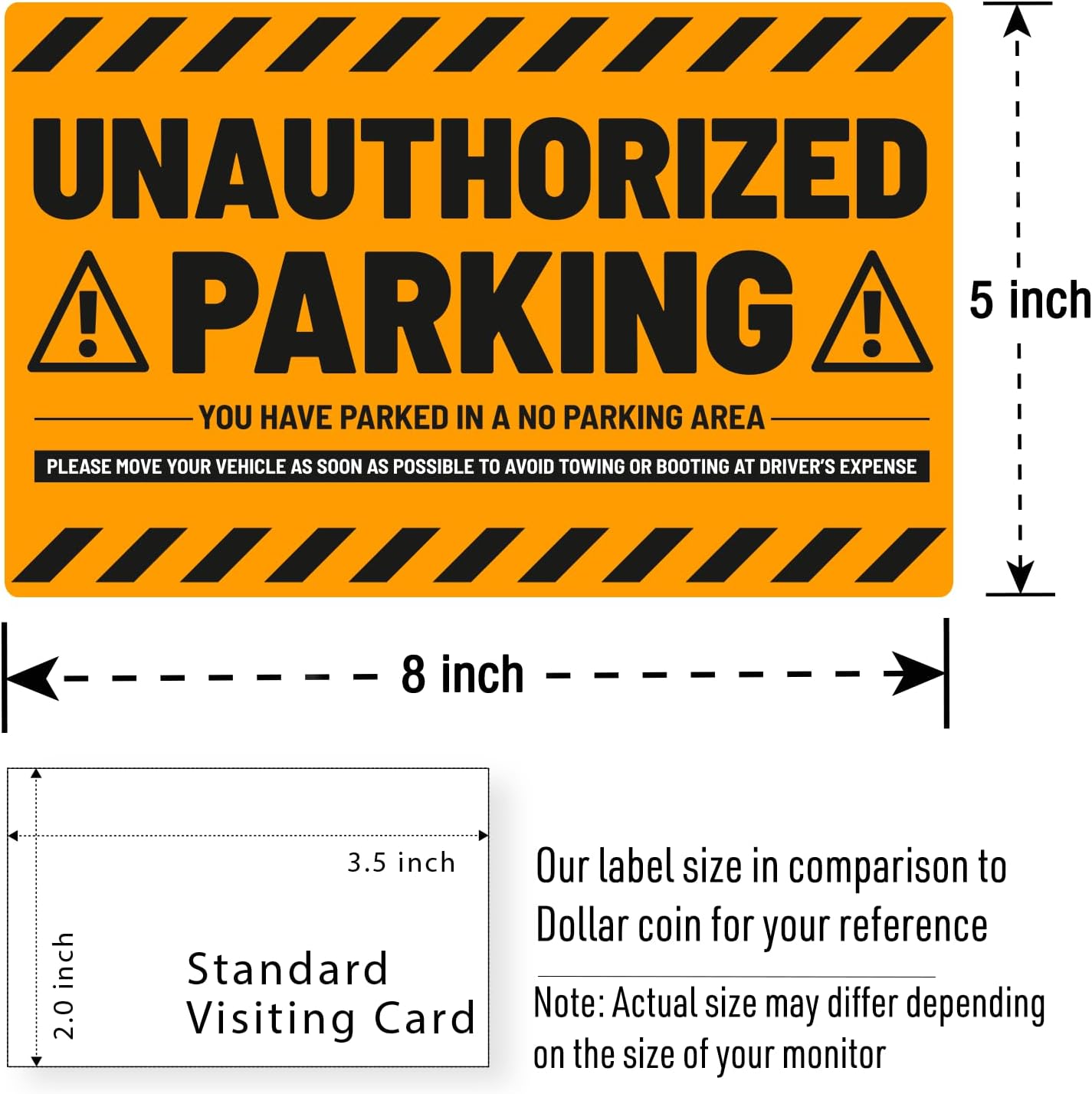 easykart labels 50 Parking Violation Stickers - Hard to Remove - No/Unauthorized Parking Warning Stickers - Super Sticky - 8x5 in (Fluorescent Orange)