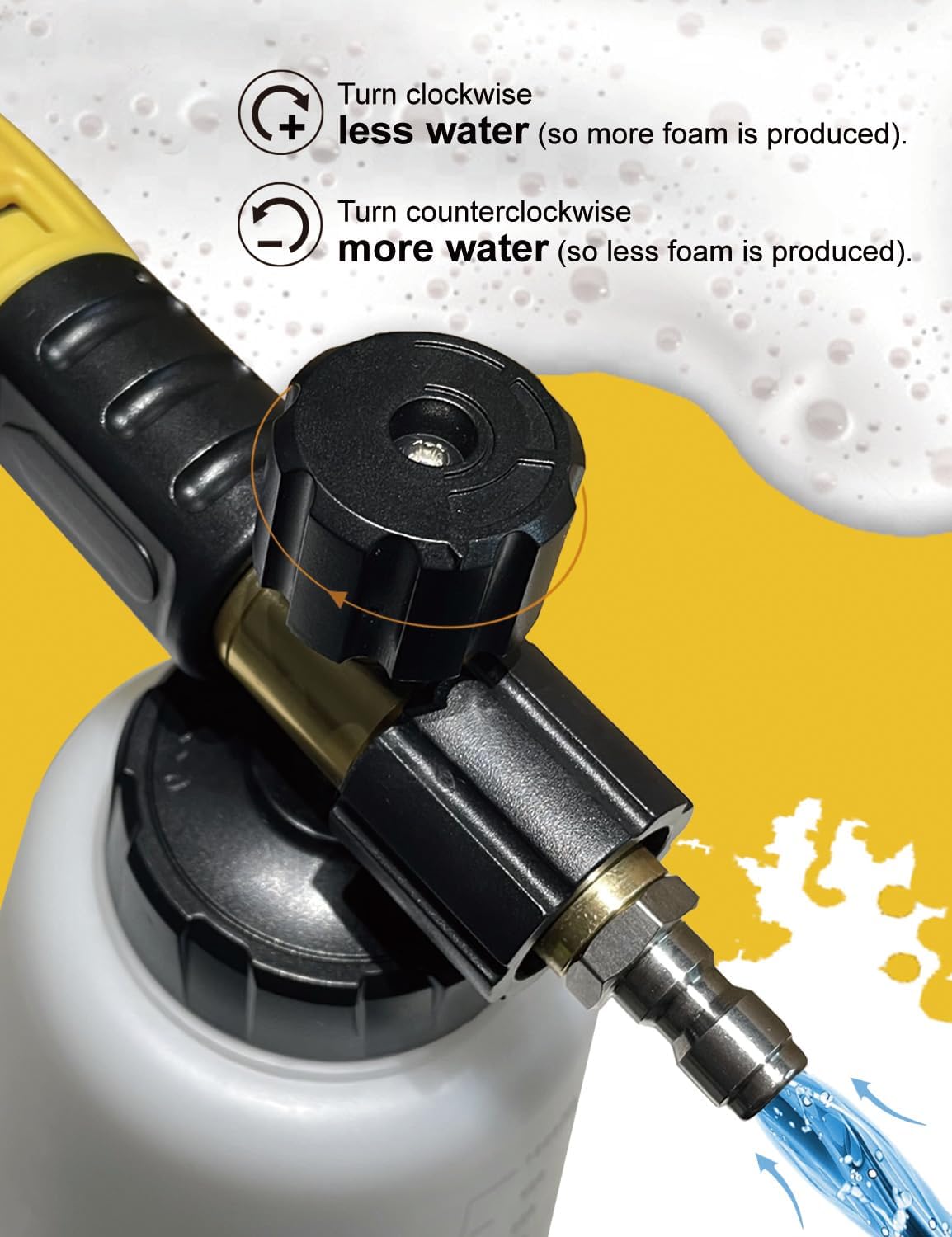 BOSEA Foam Cannon with Pressure Washer Tips and Nozzle Holder, 4000PSI Car Wash Snow Foam Cannon (Wide Mouth) with M22 and 1/4" Quick Connector,1L Bottle