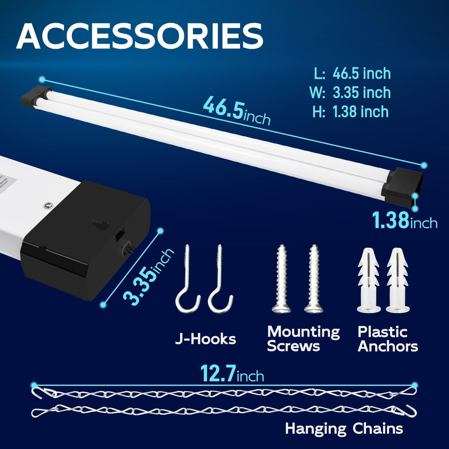 hykolity 4 Pack 4FT Linkable LED Shop Light for Garage, 6500lm, 4FT 60W Utility Light Fixture, 5000K Daylight LED Workbench Bay Lighting with Plug, Hanging or Surface Mount,Black - ETL