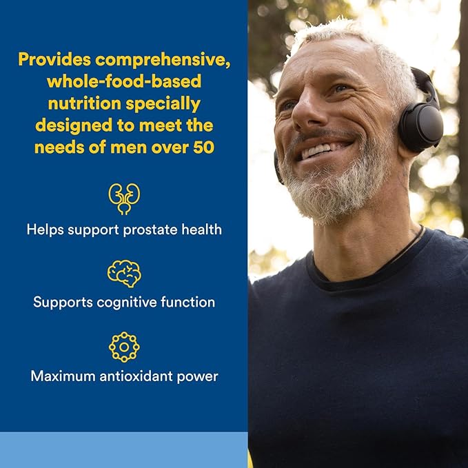 Natural Factors, Men's 50+ Multivitamin & Mineral, 1 Serving Contains Nutrition Equivalent to ½ lb of Veggies, 60 Count (Pack of 1)