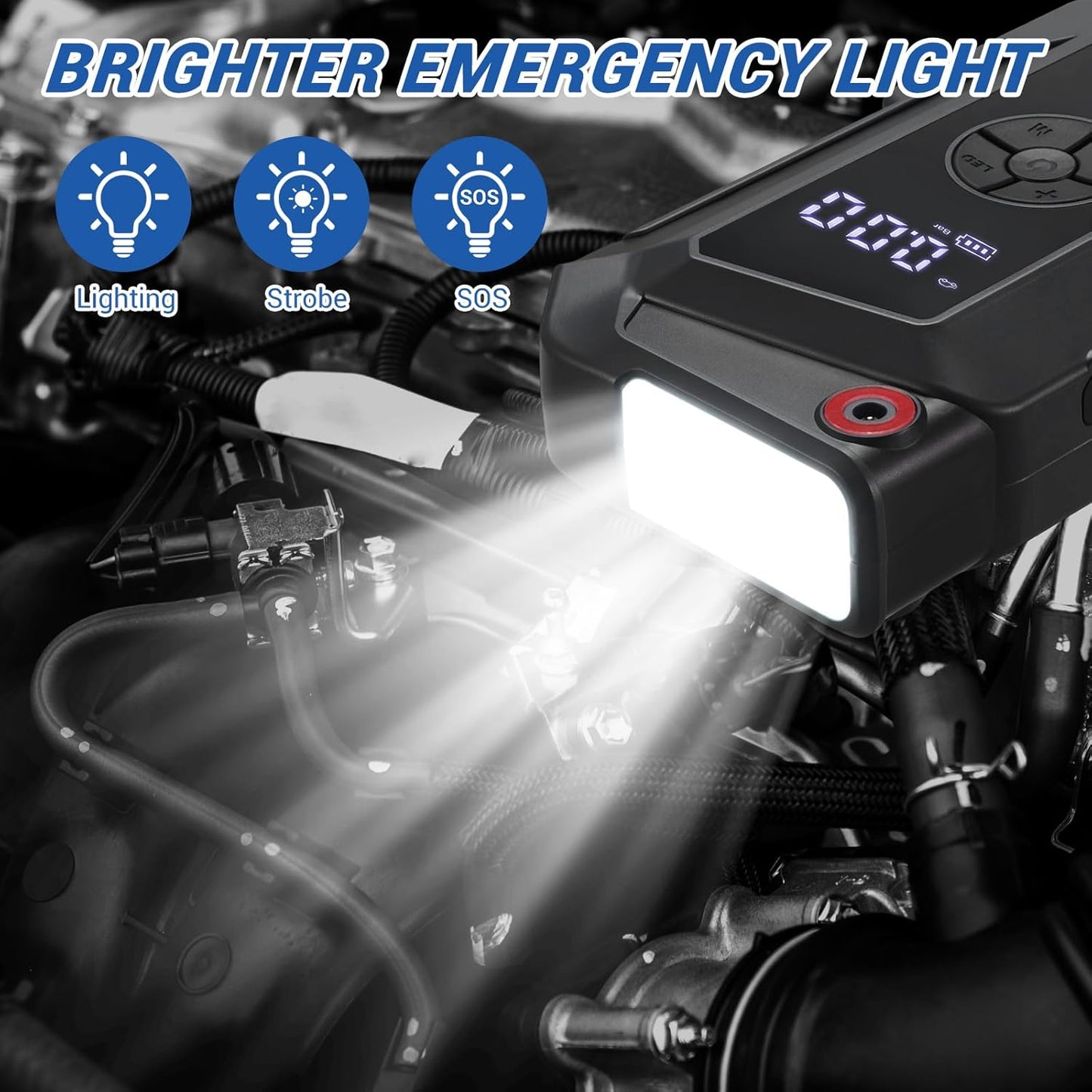 TM16K2 Car Jump Starter 8000A Jump Starter Battery Pack for Up to 6.0L Gas and 4.0L Diesel Engines, 29.6Wh Portable 12V Jump Box with USB Ports, LCD Display, Storage Case, and LED Light