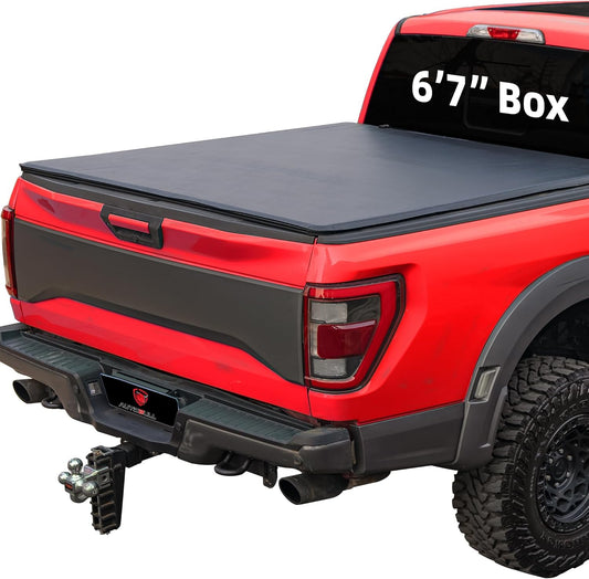 Soft Quad Fold tonneau Cover Compatible with 2022-2025 Toyota Tundra 6.5ft Bed, Vinly Top Alloy Steel Structure