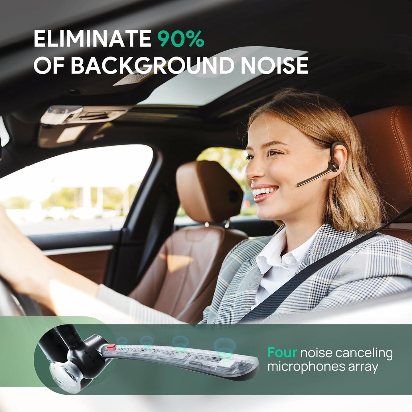 Yealink Bluetooth Headset BH71,Wireless Bluetooth Earpiece with 4 Noise Canceling Microphones,Teams&Zoom Certified,Mute Function,Connect to Cell Phone/Laptops,No Dongle