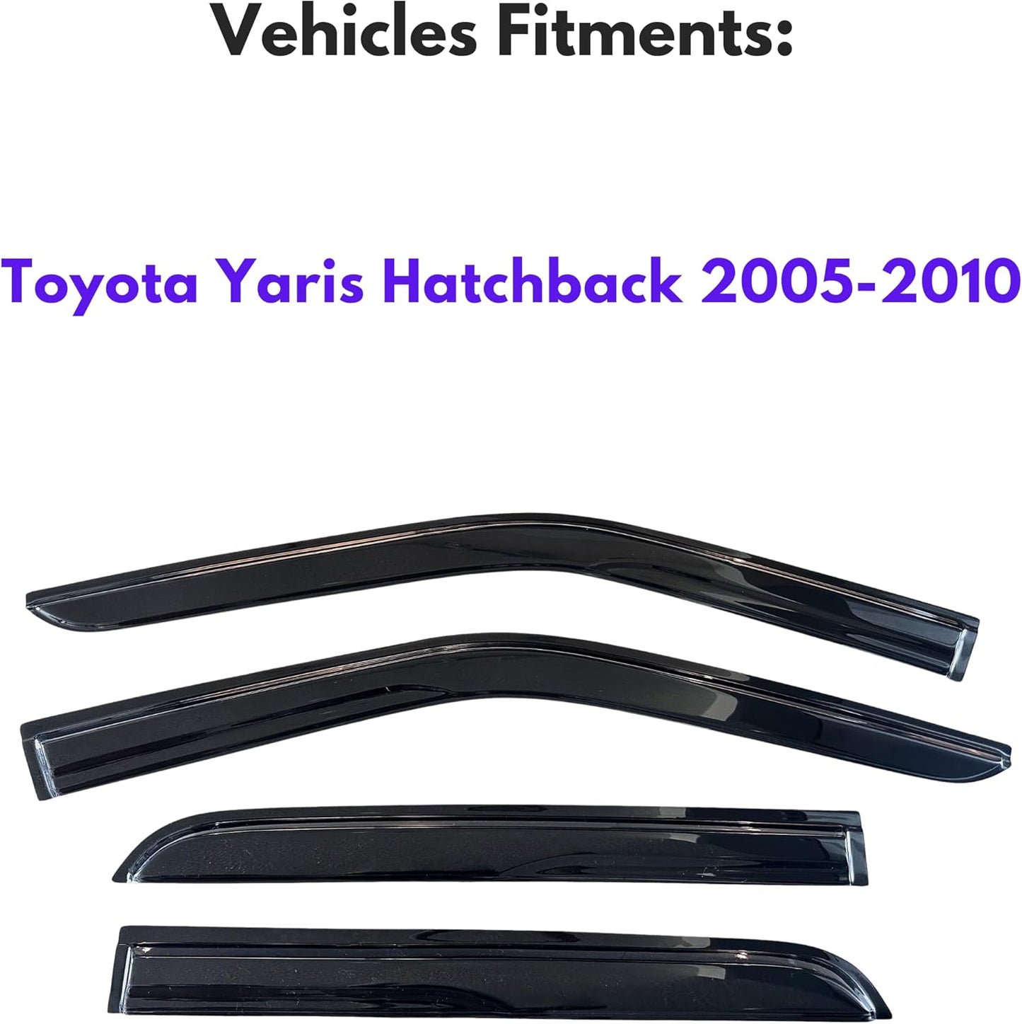 KPY Window Visor Compatible with Toyota Yaris Hatchback 2005-2010, 4PC Rain Guard Side Window Vent Deflectors Tape-On Mugen Style, 2005 2006 2007 2008 2009 2010