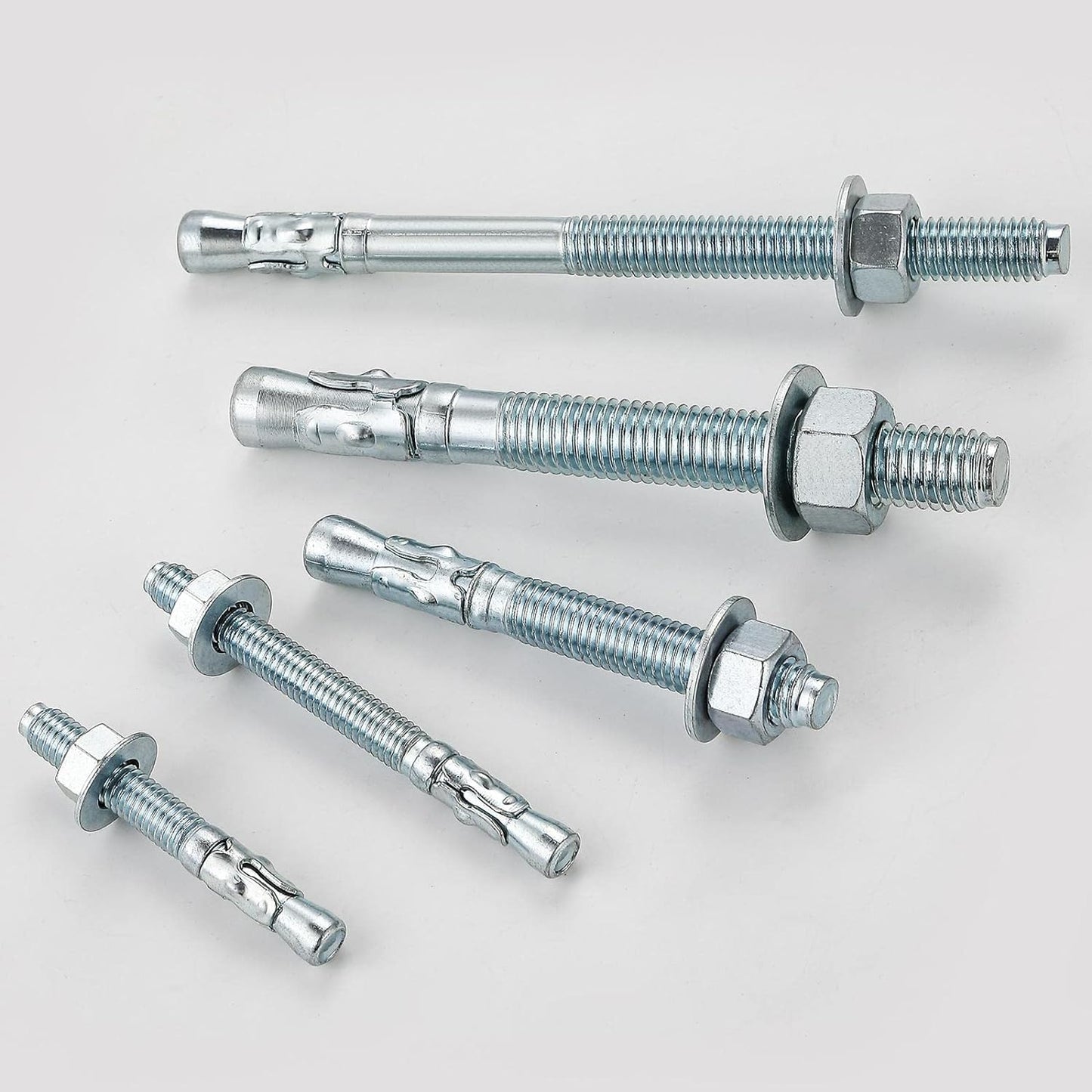 5/8x4-1/2 10Pcs Inch Standard Fasteners for Heavy-Duty Zinc Wedge Anchors for Cement and Concrete