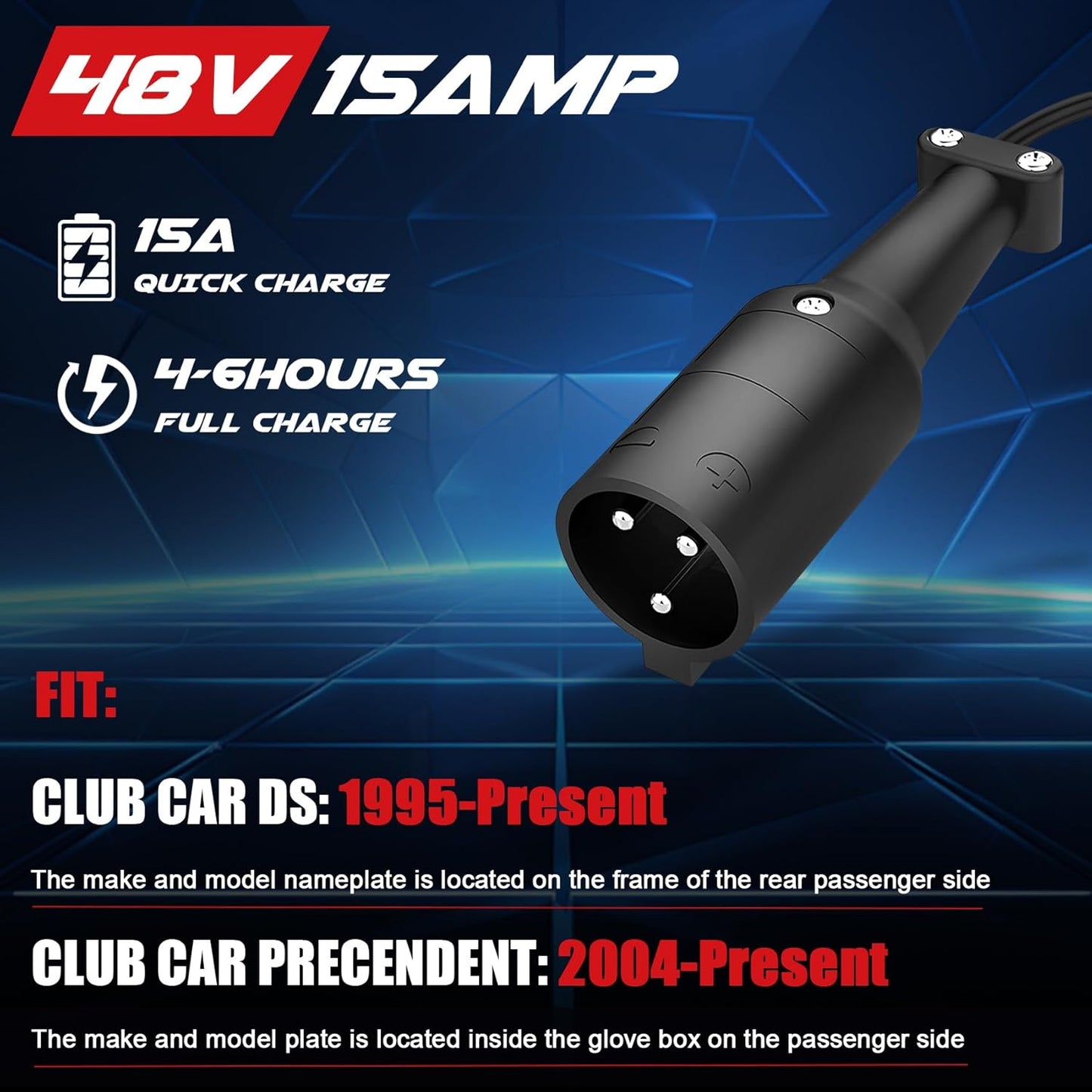 Magula 48 Volt 15 Amp Golf Cart Battery Charger for Club Car DS&Precedent,with Trickle Charge,Only 5 Lbs, 4-6 H Full Charge,Replace Club car Charger 48 Volt