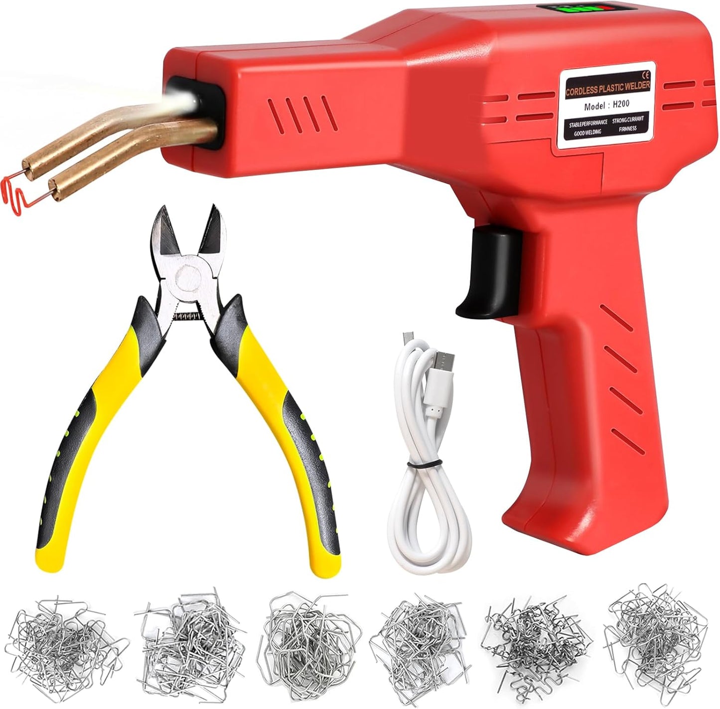 Upgraded 220W Cordless Plastic Welder, 1000PCS Staples, USB Rechargeable Cordless Car Bumper Repair Kit with 5000mAh Battery,Hot Stapler Kit, Plastic Welding Kit, Plastic Repair Kit