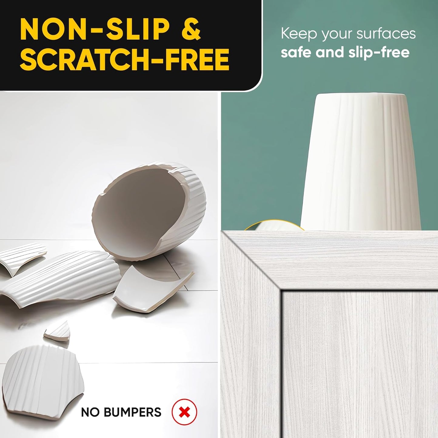 25 Door Slam Bumper Bars – Self-Adhesive Silicone Silencer Strips, Anti-Slam Noise Dampening Pads for Doors, Closets, Furniture, Soft Close Rattle Stopper, Door Protector – Vellax