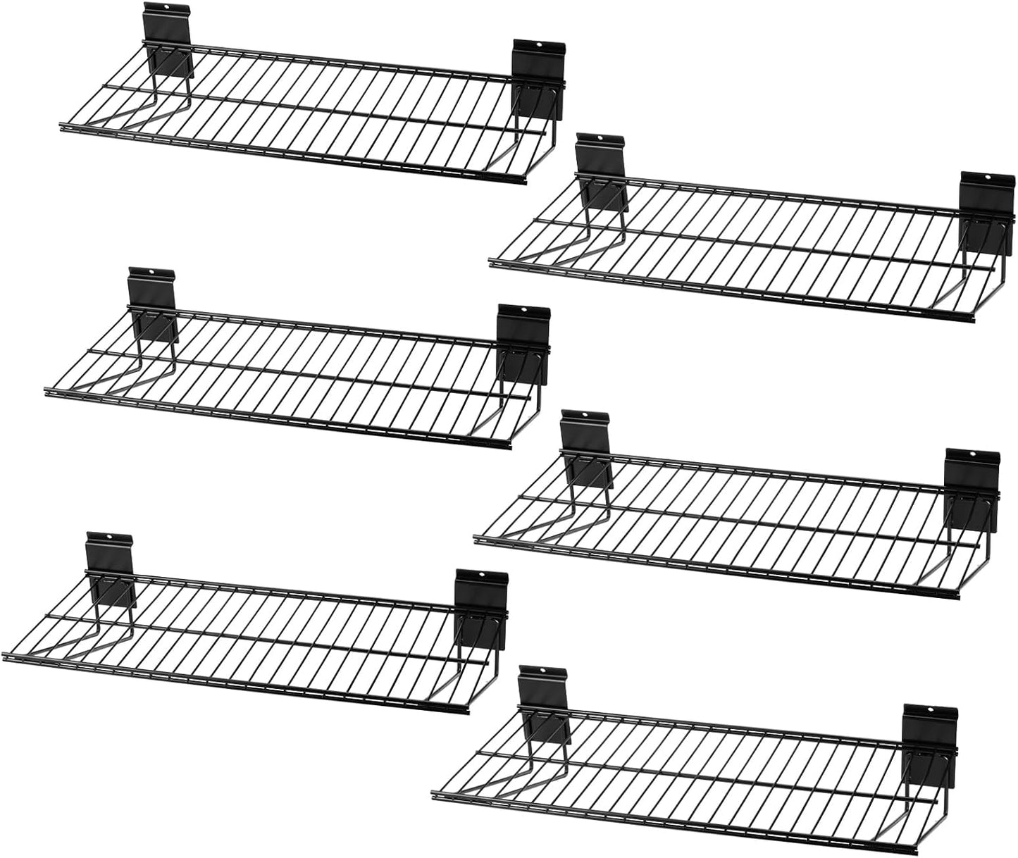 Slatwall Shelves, Slat Wall Accessories, Slat Wall Wire Shelf, Heavy Duty Garage Storage Slatwall Shelf(24-Inch Width,6 Pack)