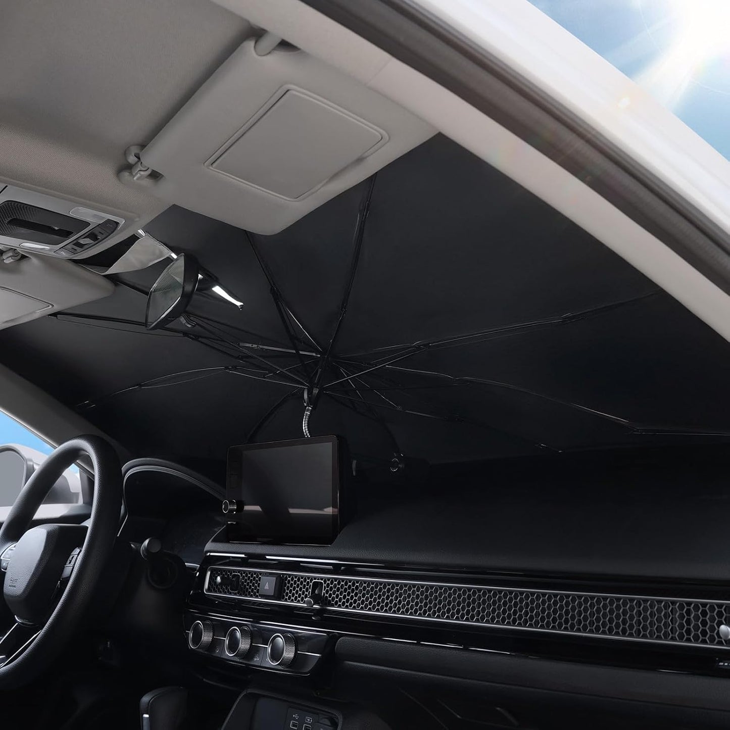 Umbrella Sunshade for Honda Civic 2025 2024 2023 2022 Accessories, Foldable Windshield Cover Sun Shade Umbrella Sun Visor UV Block Windshield, Ice Nano (for for Honda Civic 2022-2025