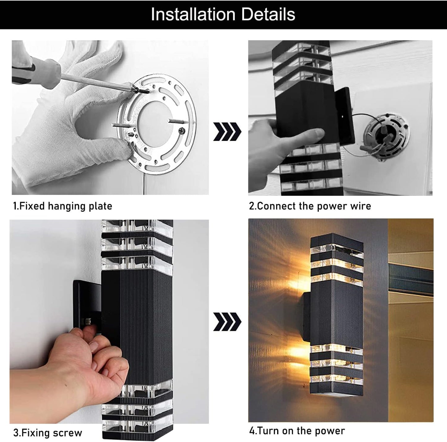 18inch LED Square Up & Down Wall Lights,24W Outdoor Wall Light 4000K Day White Aluminum Body Waterproof IP65 LED Exterior Light Fixtures Wall Mount for House Patio Garage Garden. (1Pack)