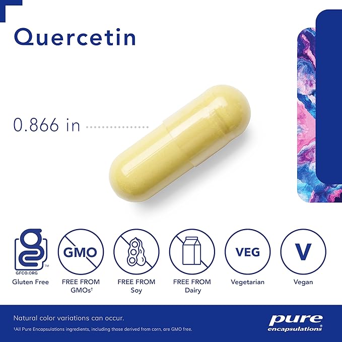 Pure Encapsulations Quercetin - 500 mg - Immune Support, Cellular Health & Heart Health - Antioxidant Supplement - Gluten Free & Non-GMO - 60 Capsules