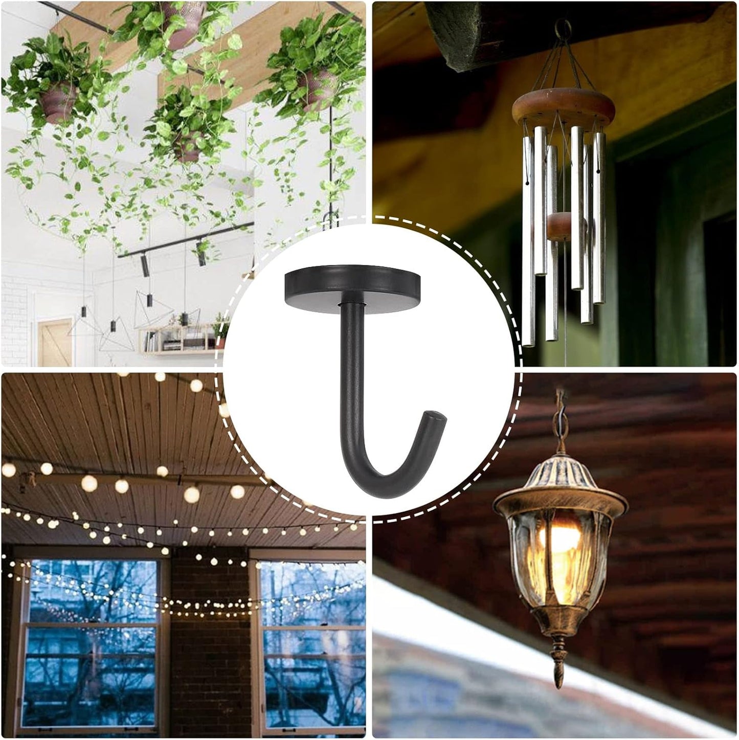 NearMoon Coat Hooks, Wall Hooks for Hanging Hat Hurse Robe, 304 Stainless Steel Heavy Duty Towel Hangers for Bathroom Livingroom Kitchen-Ceiling Hook, 6 Pack (2 Inch, Matte Black)