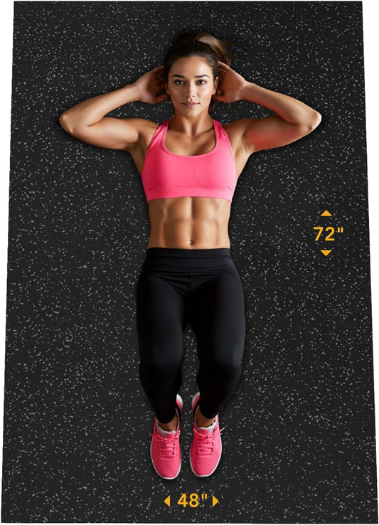 Rubber King Multi-Purpose Exercise Mat - 100% Recycled Thick Rubber Mat for Home Gym Flooring, Non-Slip, Low-Odor Durable Workout Mat for Indoor/Outdoor, Shoe-Friendly