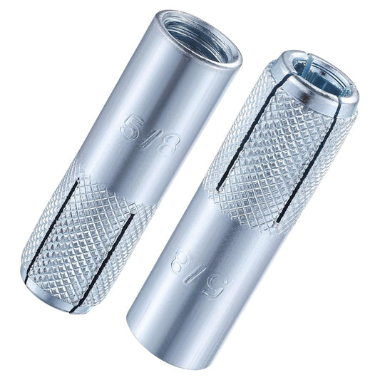 Wensilon(20 pcs) 5/8"-11 Premium Zinc Plated Carbon Steel Drop in Anchors Assortment, Knurled Drop-in-Anchor for Solid Concrete, Internal Forced Expansion Screw Bolts