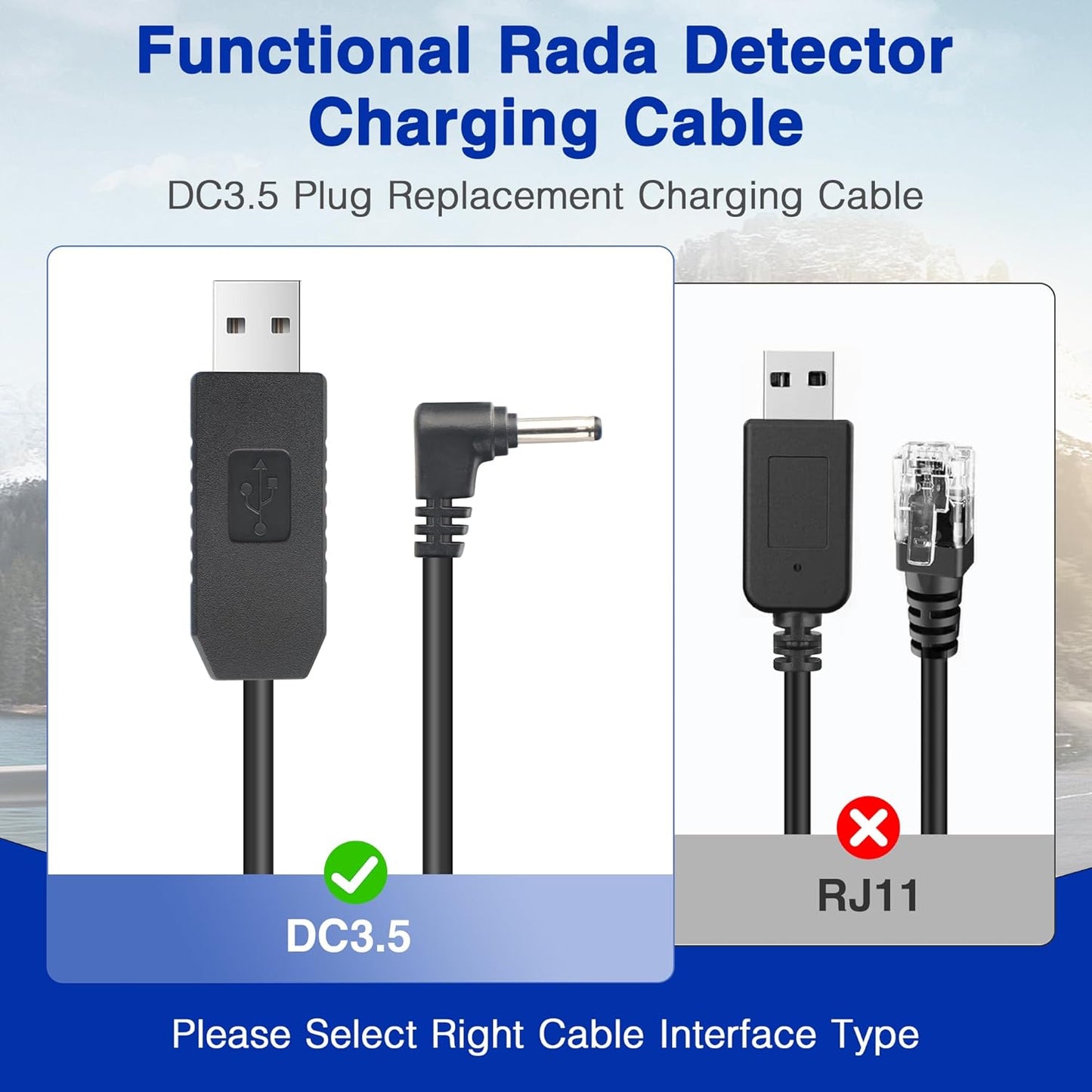 Radar Detector Power Cable for Cobr RAD350 380 450 480i 700i XRS9370 955 5300 9940 SPX 5300 5521 7700 ESR700 ESD737 767 SLR Vendetta 500,Power Cord for Cobr,Car Replacement Charging Cable 6.56ft