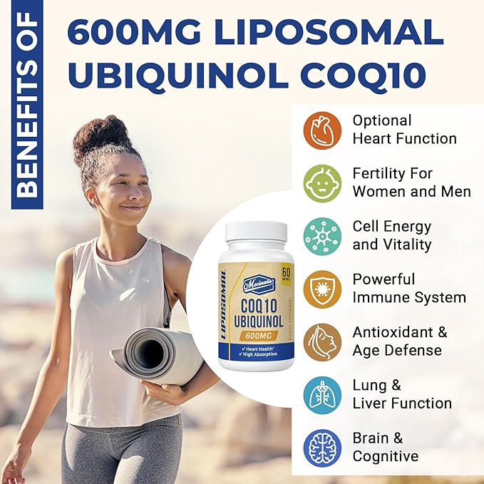 Liposomal CoQ10 Ubiquinol 600mg Softgels | Superior Absorption Ubiquinol CoQ10 Supplement | Powerful Active Antioxidant Form of Coenzyme Q10 | Heart Function & Energy Production | 120 Softgels