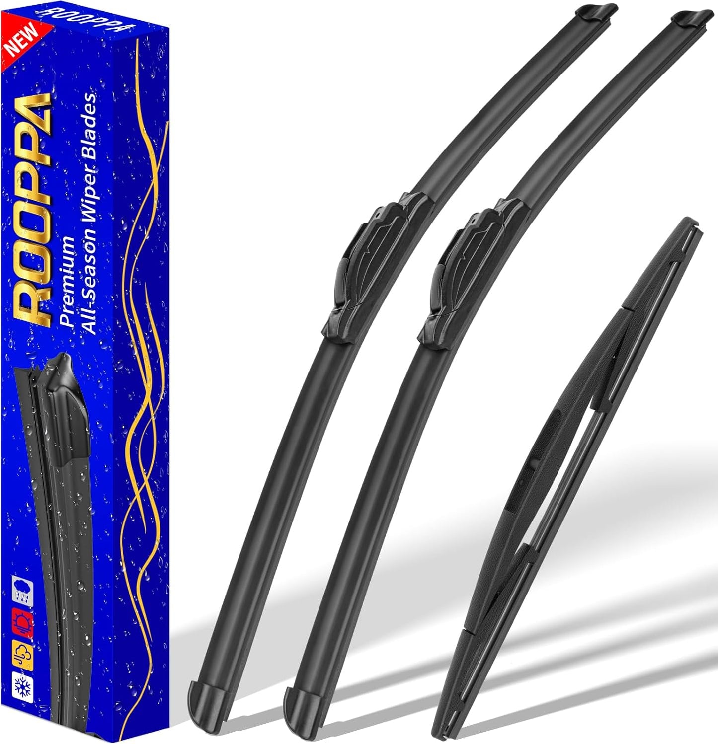 3 wipers Replacement for 2018-2023 Jeep wrangler JL, Windshield Wiper Blades Original Equipment Replacement - 16"/16"/12" (Set of 3) U/J HOOK