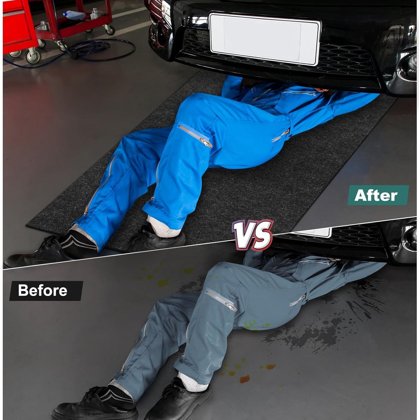 60" x 72" Giant Oil Drip Mat for Garage Driveway, Reusable Rubber Floor Oil Spill Leak Absorbent Pads for Motorcycle Car Oil Leak Stain Resistant