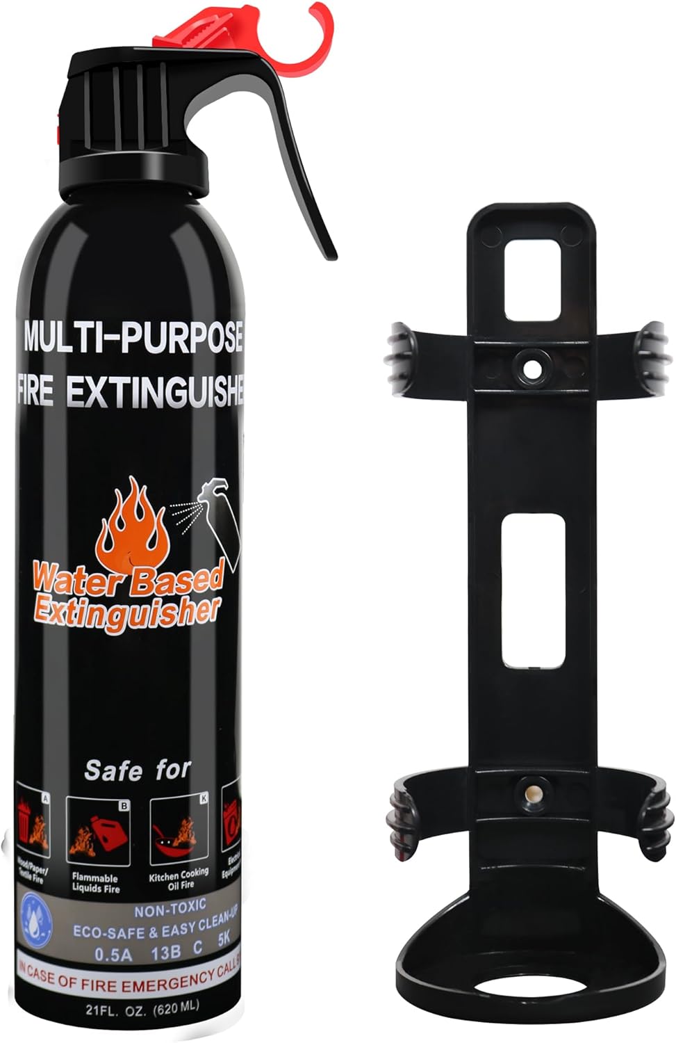 Fire Extinguishers for Home, 1 Pack Vehicle Fire Extinguisher with Mount, Portable Fire Extinguisher Effective on A, B, C, K Fires, Water-Based Extinguisher for Car Boat Office Truck Kitchen Garage RV