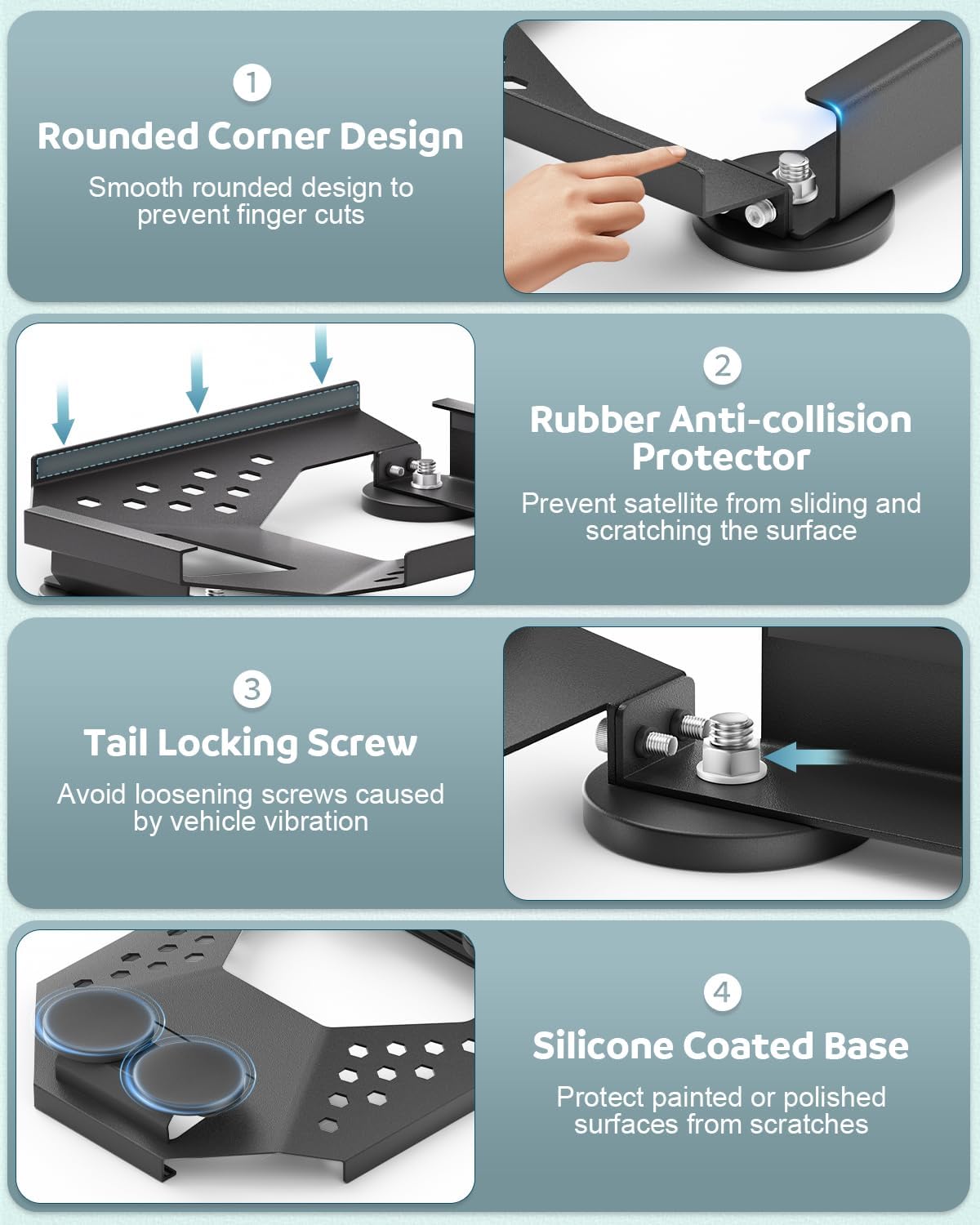 Starlink Mini Car Roof Mount, Starlink Mini Magnetic Mount for Car, 264lbs Heavy Duty Magnet, 4-Side Protection Magnetic Quick Release Sunroof Suction Cup Mounting Kit for Travel RV Accessories Black