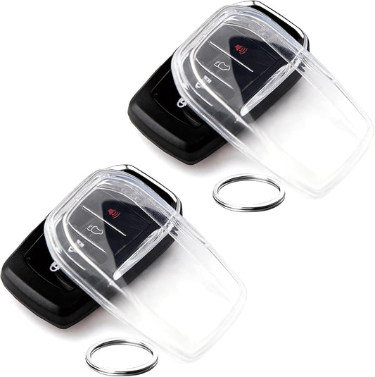 OLLEN Clear TPU Key Fob Cover, Fit for Toyota Camry 2025 2026, for Land Cruiser 2019-2026~, Compatible with Tundra 2022-2026~ etc, Car Key Protector, Clear, 2 Pcs