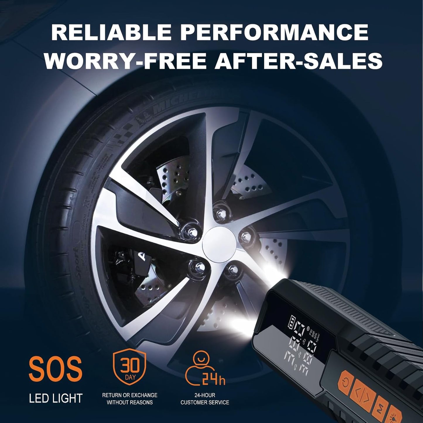 Tire Inflator Portable Air Compressor, Air Pump for Car Tires, Bike Pump, Portable Tire Inflator for Car, Motorcycle, Bicycle, Balls - 150PSI, 6000mAh Battery, LED Light Auto Shut-Off Function